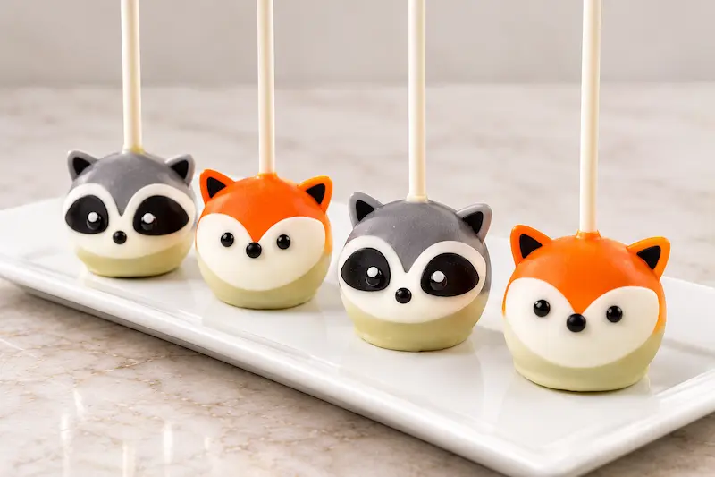Fox and raccoon cake pops