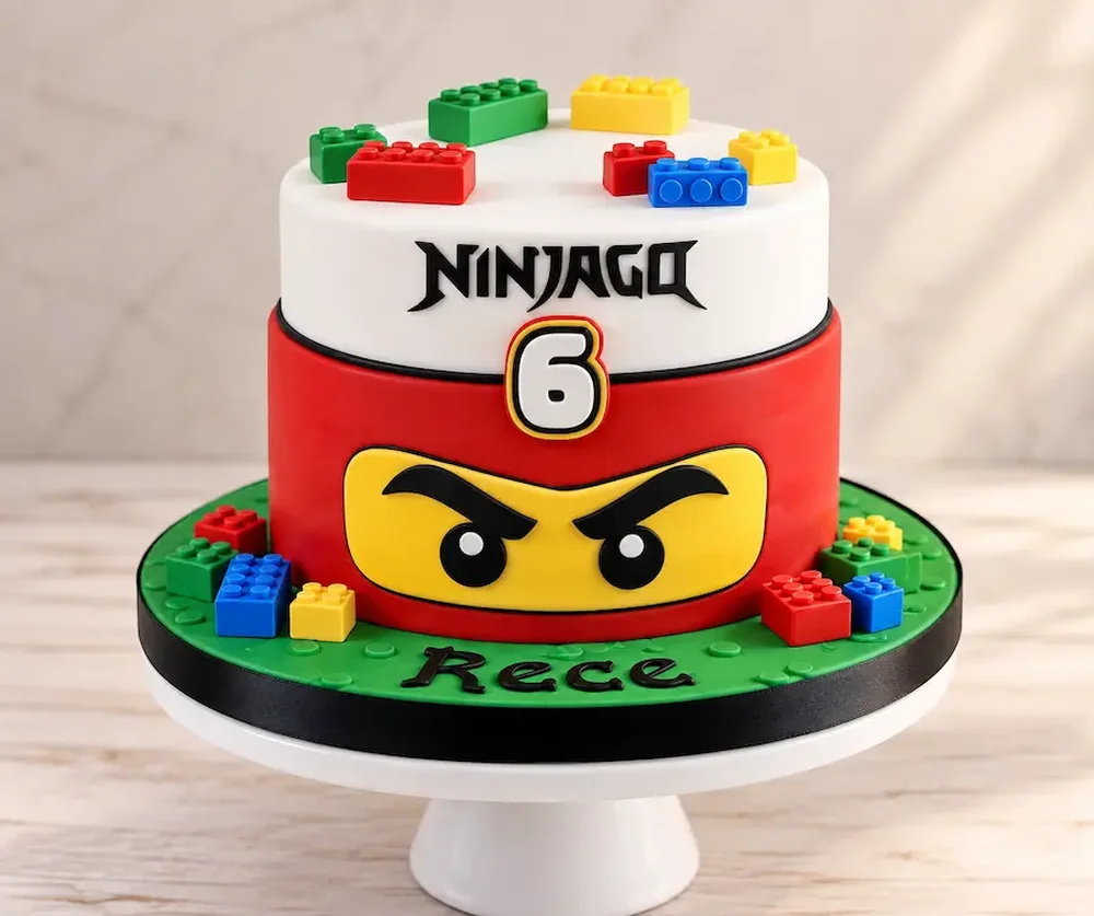 Ninja brick theme with the age and the name